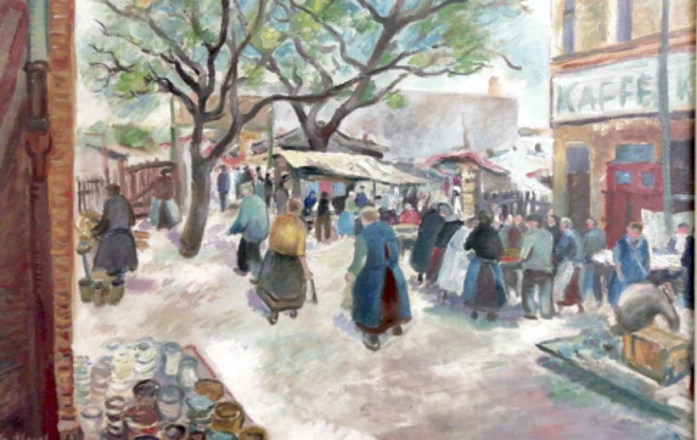 Otto Nagel: Wochenmarkt am Gesundbrunnen. Oel auf Leinwand, 1937