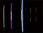   <strong><em>Virtual Color Tubes</em></strong> / 2011
		Blick auf die fragmentierten Newtonspektren. Höhe der Auffangschablonen 186 cm, Breite 20,6 cm. © Ingo Nussbaumer 